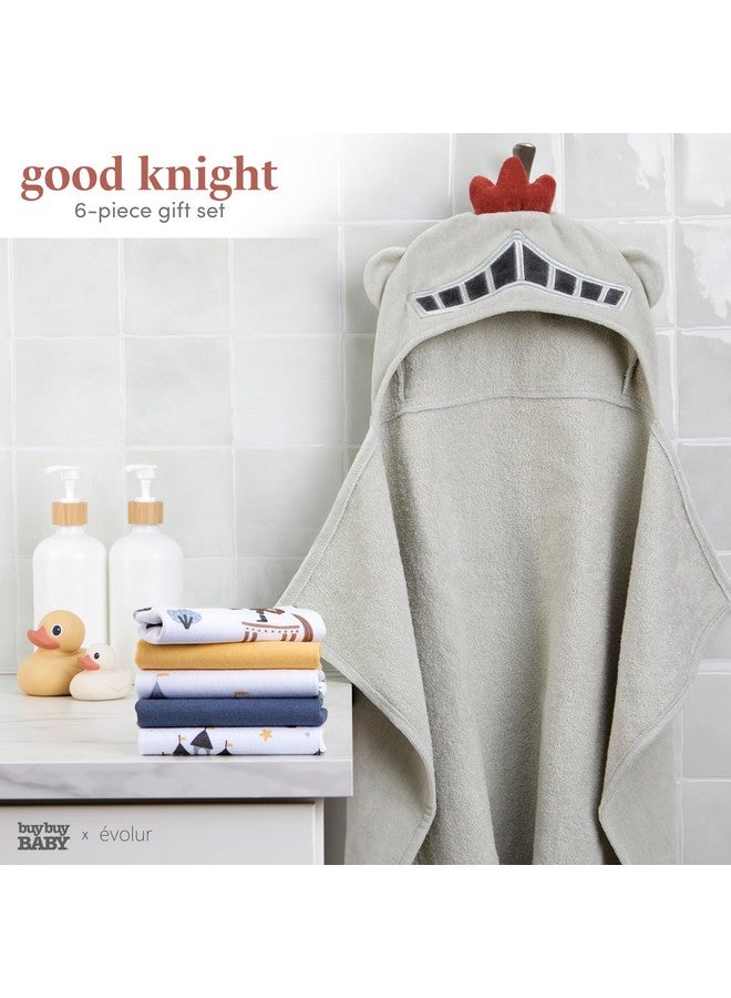Evolur Good Knight 6 pc Baby Gift Set, Includes Hooded Towel & 5pc Wash Cloths, Soft and 100% Cotton Woven, for Newborn, Infants and Toddlers 0-9 Months - Image 4