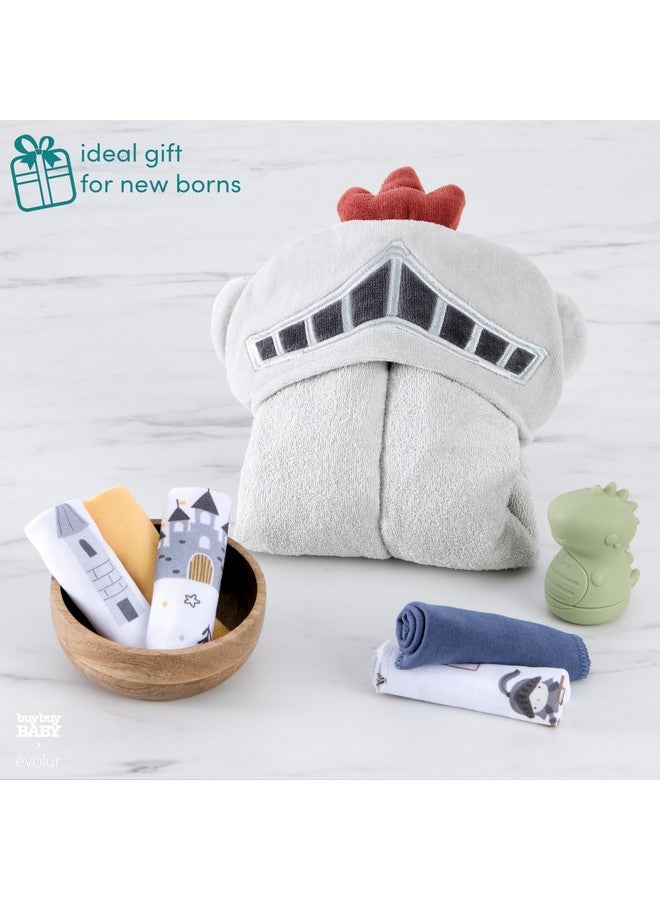Evolur Good Knight 6 pc Baby Gift Set, Includes Hooded Towel & 5pc Wash Cloths, Soft and 100% Cotton Woven, for Newborn, Infants and Toddlers 0-9 Months - Image 3