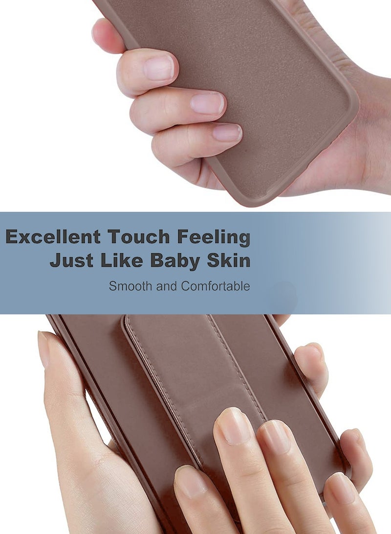 Wtech Apple iPhone 16 Plus 2024 Hand Grip Foldable Magnetic Kickstand Wrist Strap Finger Grip with Built-in Iron Case Cover - Brown Mudd - Image 4