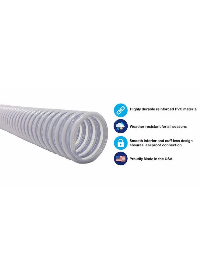 Sealproof 1.25" (32mm) Pool Filter Pump Connection Hose for 1-1/4 Inch Above Ground Pools and Intex Systems, 12 FT Premium Quality PVC Made in USA | Cut to Desired Length, Includes 4 Hose Clamps - Image 2
