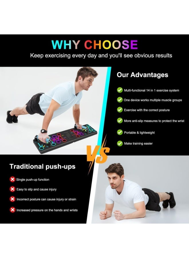 Soofam 12 in-1 Push Up Board,Press Up Board for Home Gym, Foldable Pushup Board Portable Strength Training Equipment, Multi-function Fitness Workout - Image 4