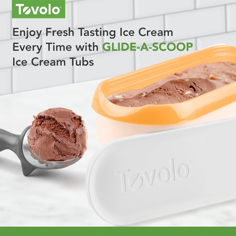 توفولو علبة آيس كريم Glide-A-Scoop، سعة 1.5 لتر، معزولة، محكمة الإغلاق، قابلة لإعادة الاستخدام، ومزودة بقاعدة غير زلقة، يمكن تكديسها على رفوف الفريزر، خالية من مادة BPA، بنكهة البرتقال المهروس. - Image 2