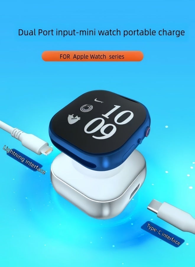الصفحة الرئيسية شاحن لاسلكي مغناطيسي 5W، متوافق مع منافذ Lightning/USB-C. شاحن سفر محمول على شكل سلسلة مفاتيح مناسب لأجهزة Apple Watch Series 10/9/8/7/6/SE2/SE/5/4/3/2/Ultra 2/Ultra - Gold Edition. - Image 2
