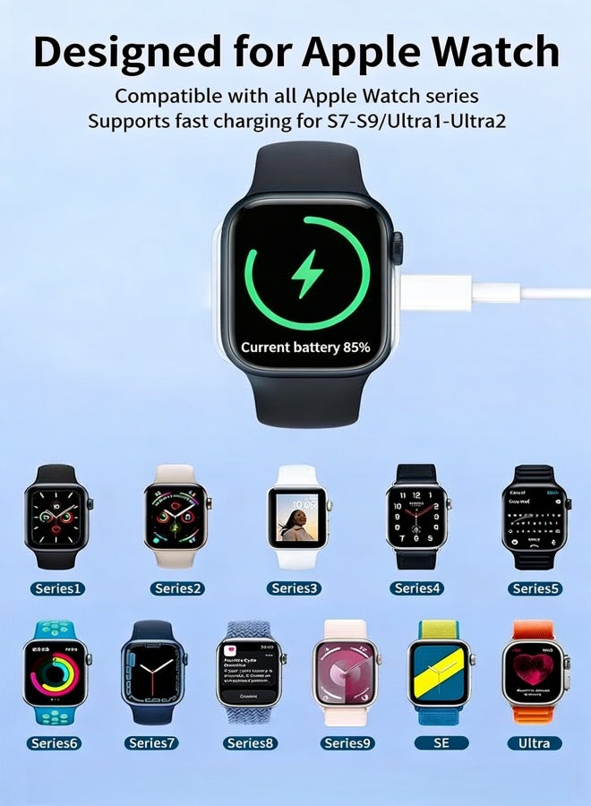 الصفحة الرئيسية شاحن لاسلكي مغناطيسي 5W، متوافق مع منافذ Lightning/USB-C. شاحن سفر محمول على شكل سلسلة مفاتيح مناسب لأجهزة Apple Watch Series 10/9/8/7/6/SE2/SE/5/4/3/2/Ultra 2/Ultra - Gold Edition. - Image 3
