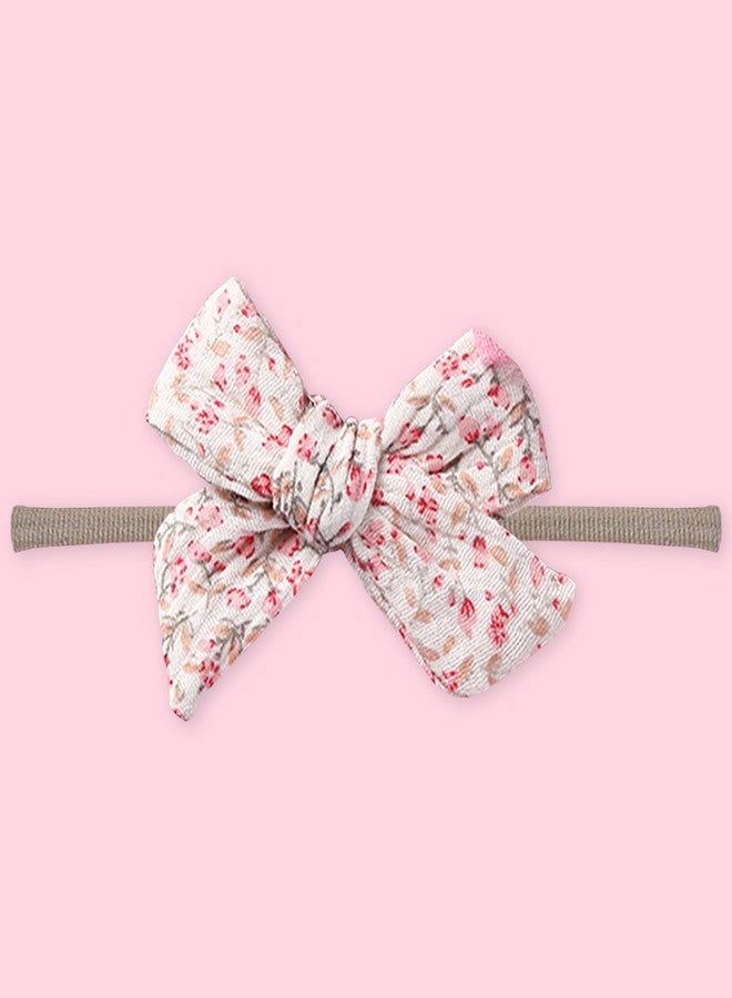بولكاتوتس طقم ربطة رأس قطنية مزينة بفيونكة وطبعة زهور من Polka Tots مع مريلة قابلة للعكس - وردي - Image 4