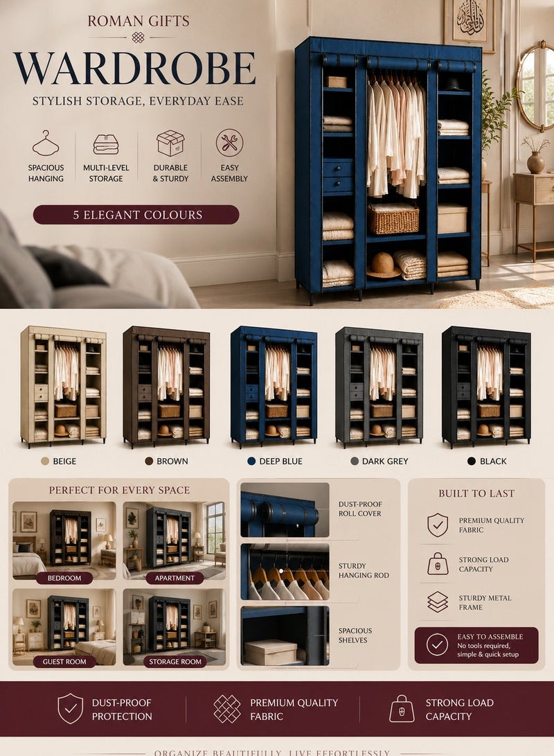 Roman Gifts Portable Bedroom Wardrobe Organizer - Image 4