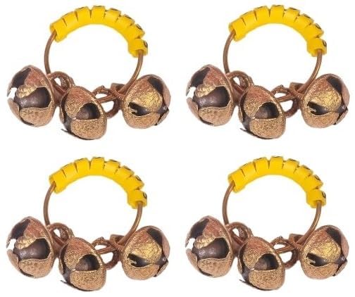 Kunya Brass Ghungroo Kadi Yellow Bells fingers with rubber - Set of 6, Golden Kirtan, Aarti, Bhajan, Pooja, Aarti - Image 2