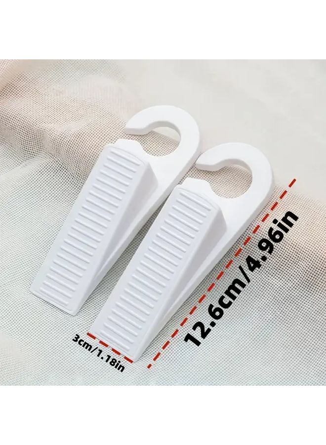 4 Pcs Black Solid Doorstop Wedge with Door Hook - Image 4