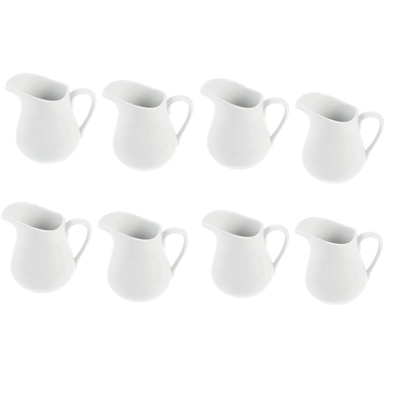 Paulsons Hospitality White Ceramic with Handle Coffee Milk Creamer Pitcher Serving Sauce Pitcher Milk Creamer Jug for Kitchen 100ml Pack of 6Pcs - Image 1