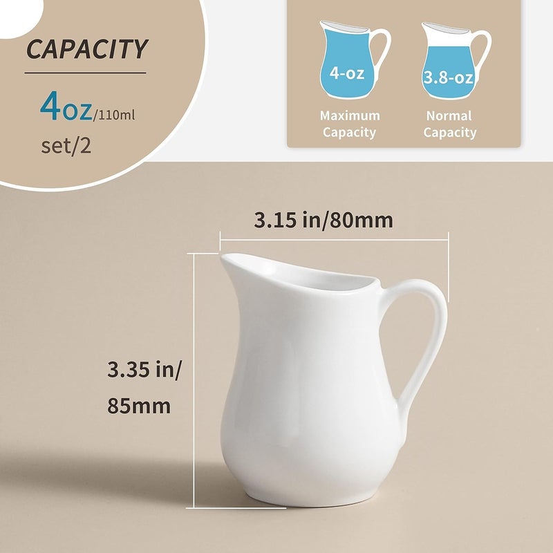 Paulsons Hospitality White Ceramic with Handle Coffee Milk Creamer Pitcher Serving Sauce Pitcher Milk Creamer Jug for Kitchen 100ml Pack of 6Pcs - Image 2