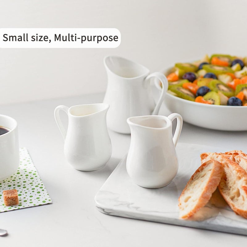 Paulsons Hospitality White Ceramic with Handle Coffee Milk Creamer Pitcher Serving Sauce Pitcher Milk Creamer Jug for Kitchen 100ml Pack of 6Pcs - Image 3