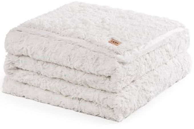 UGG Adalee Faux Fur Full/Queen Blanket For Bed, Soft Fuzzy Blanket, Warm Large Throw For Couch, Washable Full Or Queen Bedding, Luxury Bedroom Decor, 90" X 90", Natural White - Image 4