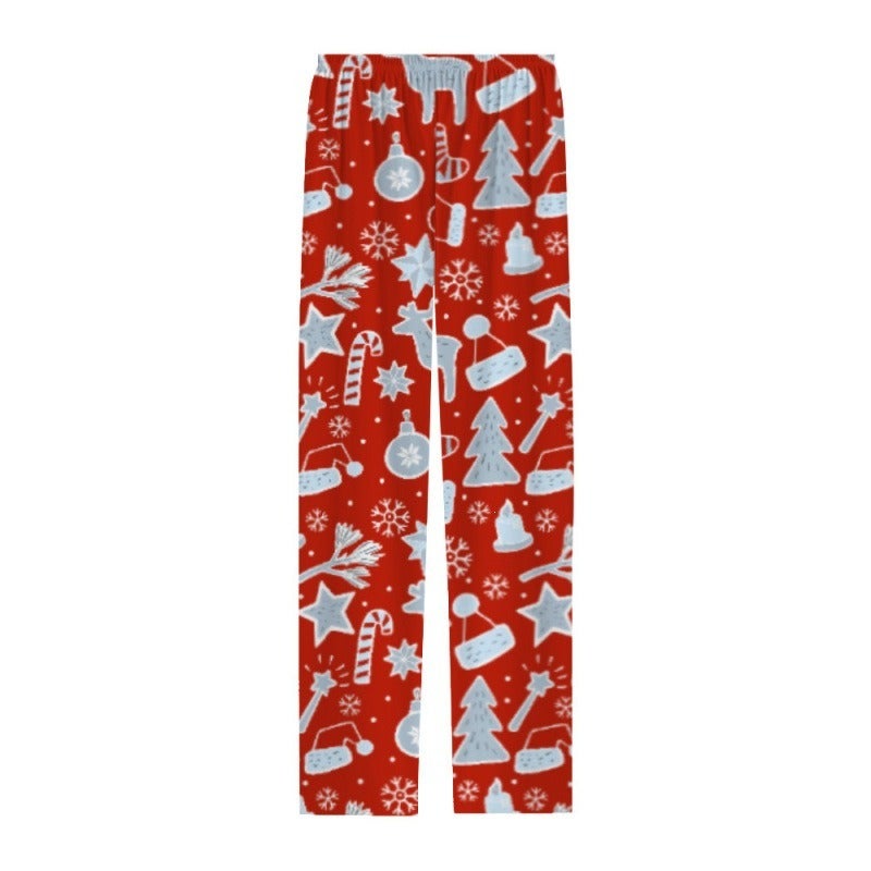 2026 European and American Style Cotton-Like 3D Printed Striped Pants - Comfortable Breathable Home Sleepwear for Christmas