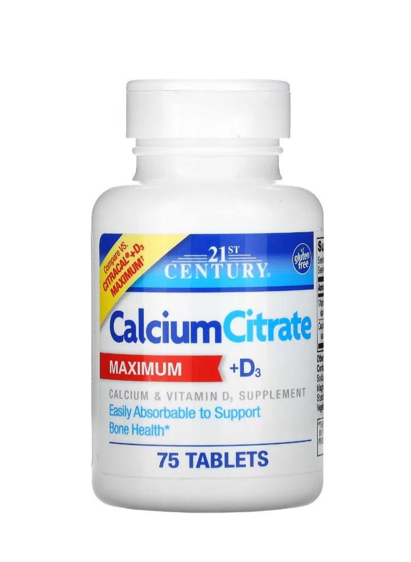 سترات الكالسيوم + د3 الحد الأقصى 75 قرصًا - Image 1