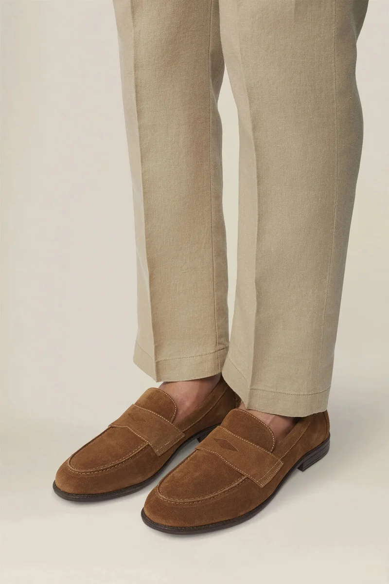 دوبل غانغر Classic men's loafers in 100% leather - Beige