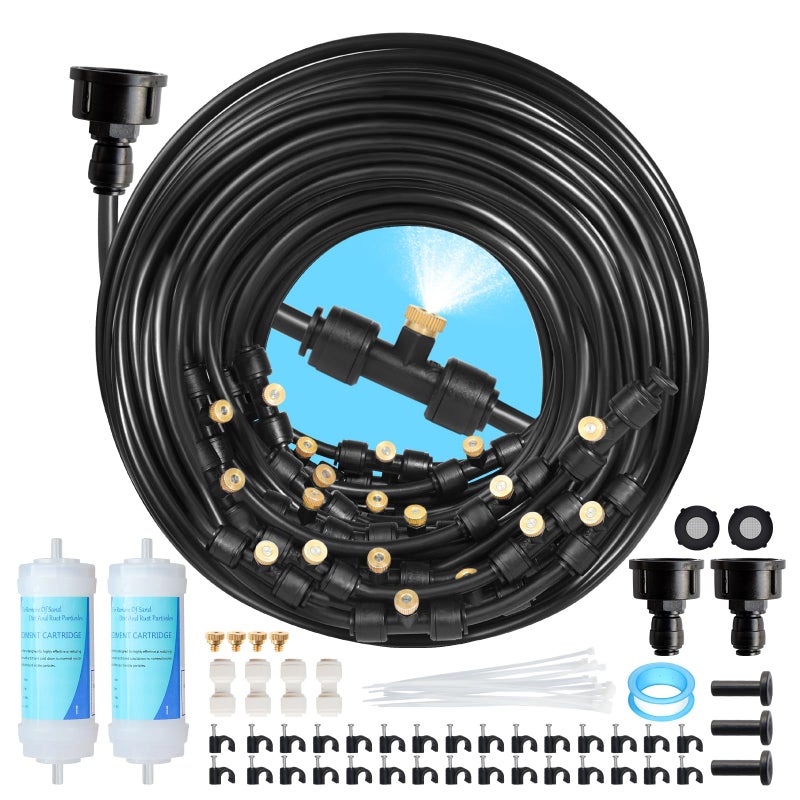 Eledom 85FT Mister for Outside Patio Misting Cooling System 85FT 26M Misting Line26 Brass Mist NozzlesWater Filter Outdoor Mister System for Garden Greenhouse Trampoline Waterparke - Image 2