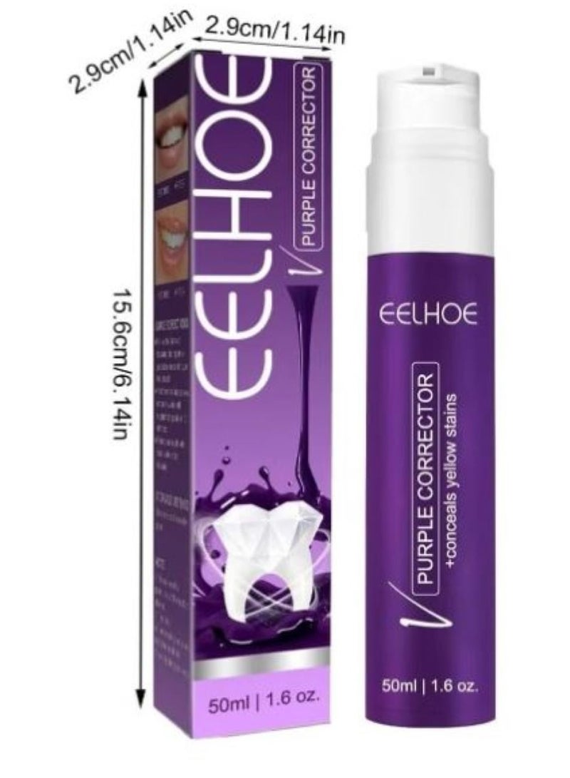EELHOE Color Corrector Toothpaste 50ml, Tooth Paste for Teeth Whitening, Yellow Teeth Cleaning, Colour Corrector and Effective Stains Removal, Oral Hygiene Care and Health - Image 4