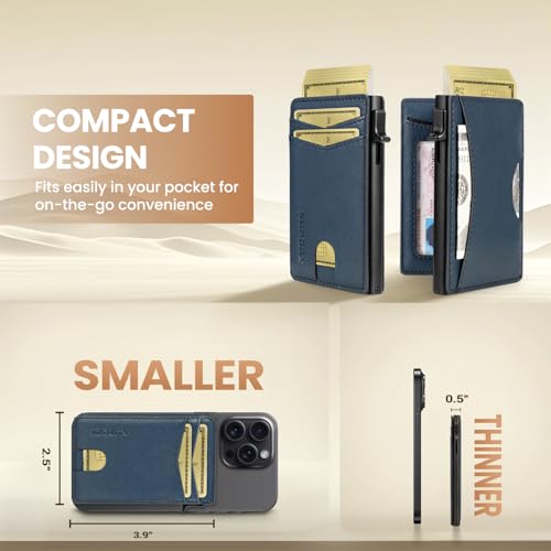RUNBOX Slim Card Wallet for Men with ID Window – Minimalist RFID Wallet, Pop-Up Function, Ultra Thin Design, Metal Business Card Case Holds 8+ Cards, Gifts for Men, Men's Accessories - Image 4