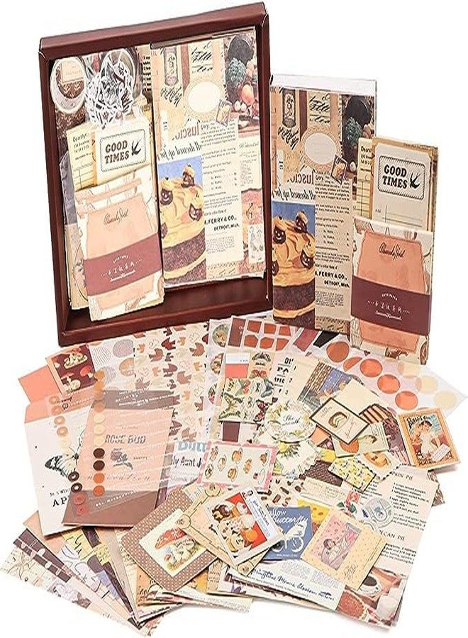 Mincer Aesthetic Junk Journal Supplies Paper Art Journaling Kit DIY Sticker Craft Pack with A6 Notebook | 346pcs Vintage Scrapbook Stickers Kit for Wall Decor (Brown) (Pack of 1) - Image 1