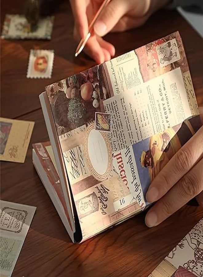 Mincer Aesthetic Junk Journal Supplies Paper Art Journaling Kit DIY Sticker Craft Pack with A6 Notebook | 346pcs Vintage Scrapbook Stickers Kit for Wall Decor (Brown) (Pack of 1) - Image 4