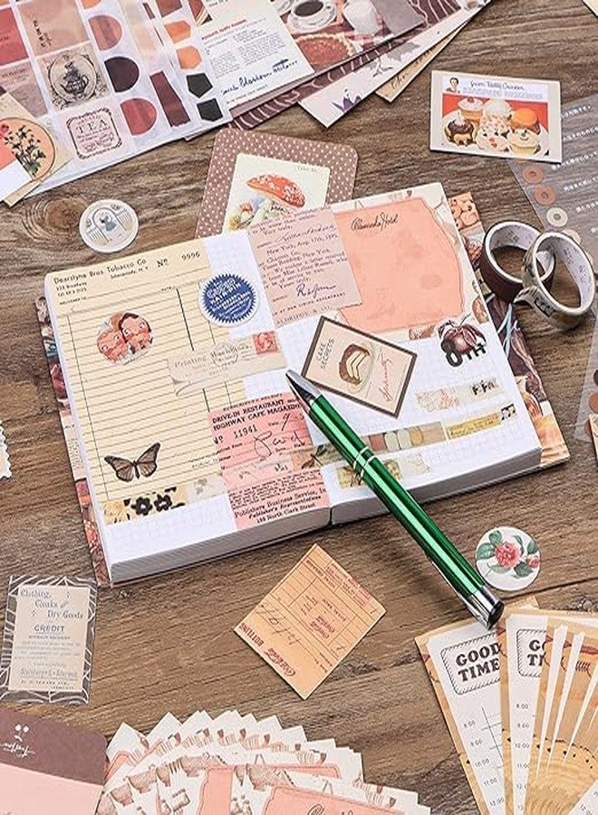 Mincer Aesthetic Junk Journal Supplies Paper Art Journaling Kit DIY Sticker Craft Pack with A6 Notebook | 346pcs Vintage Scrapbook Stickers Kit for Wall Decor (Brown) (Pack of 1) - Image 5