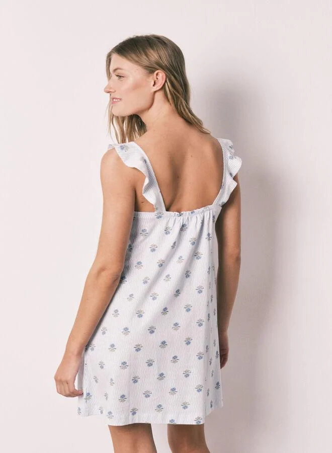 women'secret Blue printed cotton short nightgown