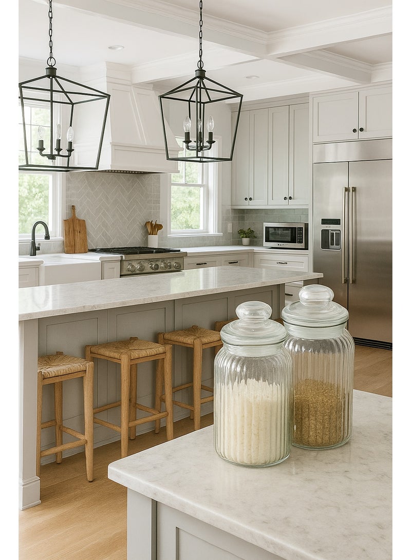 ليفينج طقم برطمان زجاج بتصميم vintage مع غطاء محكم الغلق ، 2 قطعة - Image 2