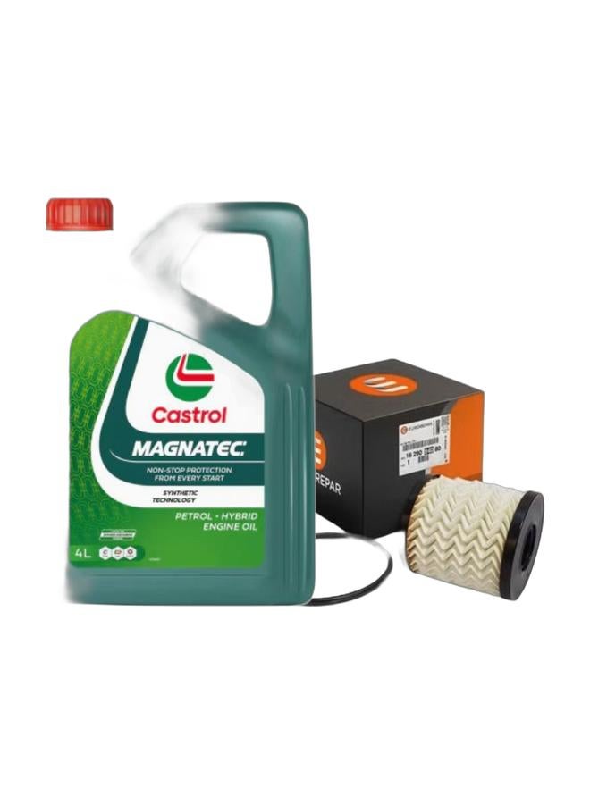 Castrol Magnatec 10W-40 Engine Oil (Fully Synthetic) 10,000 Km - 4L & ENGINE OIL FILTER Peugeot 301 - 3008 - 5008 - 508 / Citroën C-Elysée - C5 - C4 / DS7 / Opel Grand Land / Mini Cooper R56 2006-2013  - Made In France Bundle - Image 1