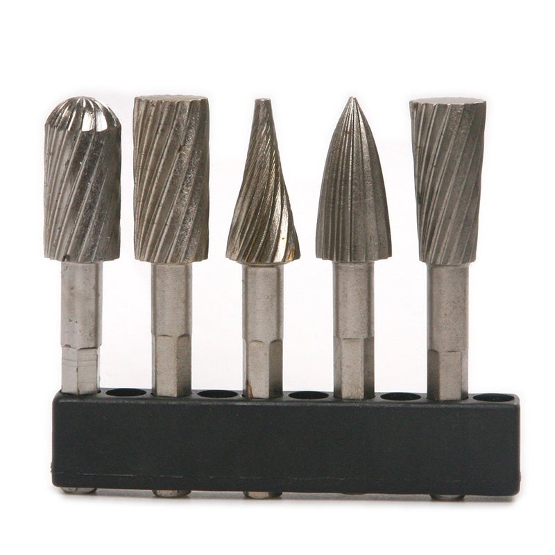 Preamer 5 Pics 1/4" Hex Shank HHS Rotary Wood Carving Burr File Rasp Drill Bit Set - Image 5