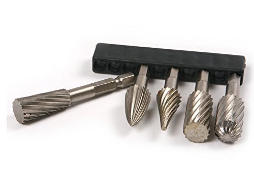 Preamer 5 Pics 1/4" Hex Shank HHS Rotary Wood Carving Burr File Rasp Drill Bit Set - Image 2