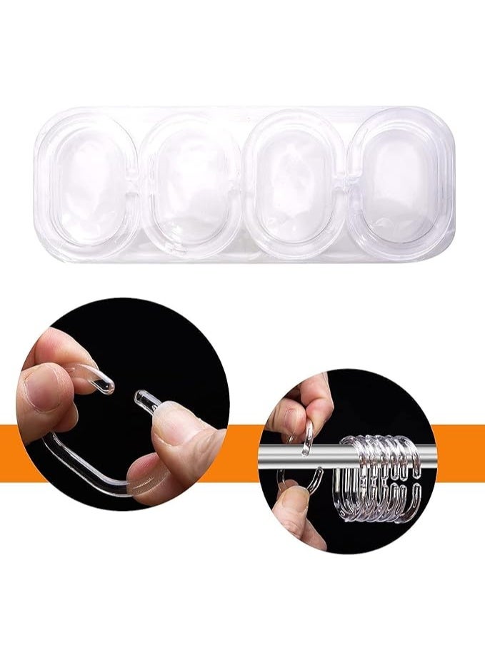 مجموعة من 24 حلقة ستارة دش، مشبك حلقة ستارة دش منزلق، مشبك حلقة ستارة بلاستيكية شفافة، خطاف شريط نافذة الحمام، حلقة مضادة للصدأ على شكل حرف C للحمام والدش - Image 2