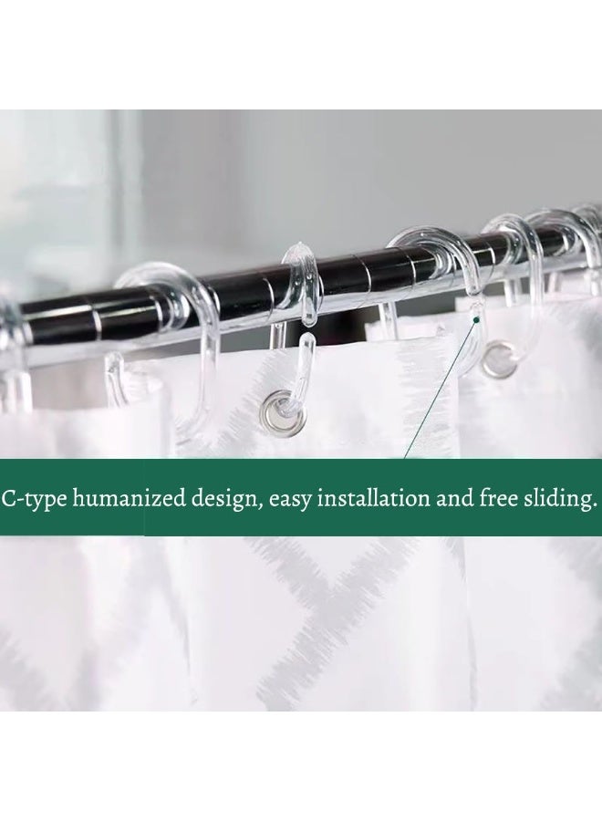 مجموعة من 24 حلقة ستارة دش، مشبك حلقة ستارة دش منزلق، مشبك حلقة ستارة بلاستيكية شفافة، خطاف شريط نافذة الحمام، حلقة مضادة للصدأ على شكل حرف C للحمام والدش - Image 3