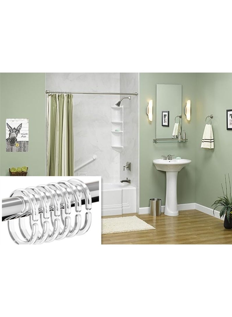 مجموعة من 24 حلقة ستارة دش، مشبك حلقة ستارة دش منزلق، مشبك حلقة ستارة بلاستيكية شفافة، خطاف شريط نافذة الحمام، حلقة مضادة للصدأ على شكل حرف C للحمام والدش - Image 5