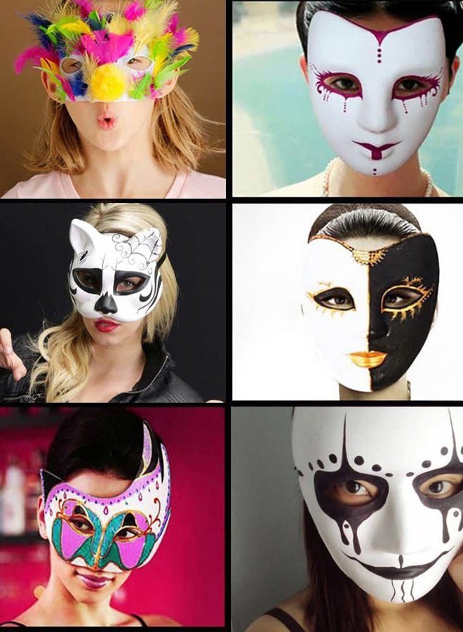 Qavctw 16PCS DIY White Masks Paper Cosplay Christmas Party Mask Unpainted Plain Craft Masquerade Masks for Christmas Mardi Gras Party Mask - Image 3
