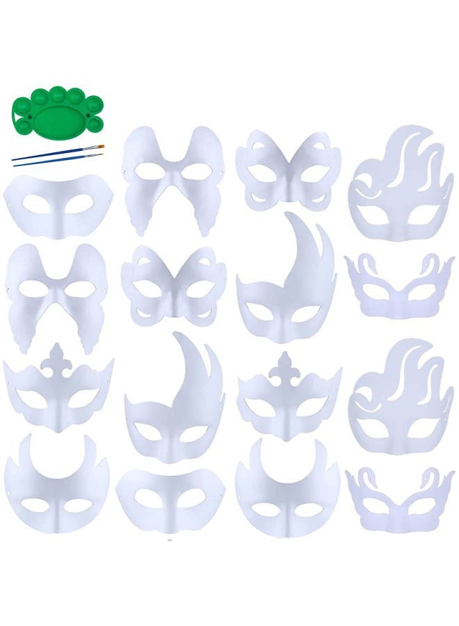 Qavctw 16PCS DIY White Masks Paper Cosplay Christmas Party Mask Unpainted Plain Craft Masquerade Masks for Christmas Mardi Gras Party Mask - Image 1