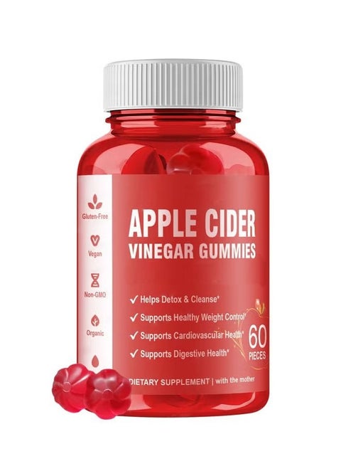 Apple Cider Vinegar Gummies 60 Pieces, Natural Vitamin Formula Ingredients, Regulate Physical Function and Health, Petal Gummies Dietary Supplement