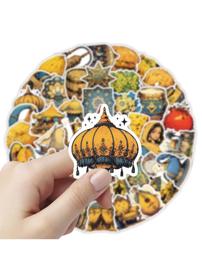 قوس قزح أورينبو 50 قطعة من ملصقات عناصر الشرق الأوسط العتيقة، ملصقات جرافيتي لأجهزة الكمبيوتر المحمول، سجل القصاصات، المجلات، ألواح التزلج، زجاجات المياه، الأمتعة، الهواتف، ملصقات الفينيل المقاومة للماء - Image 3