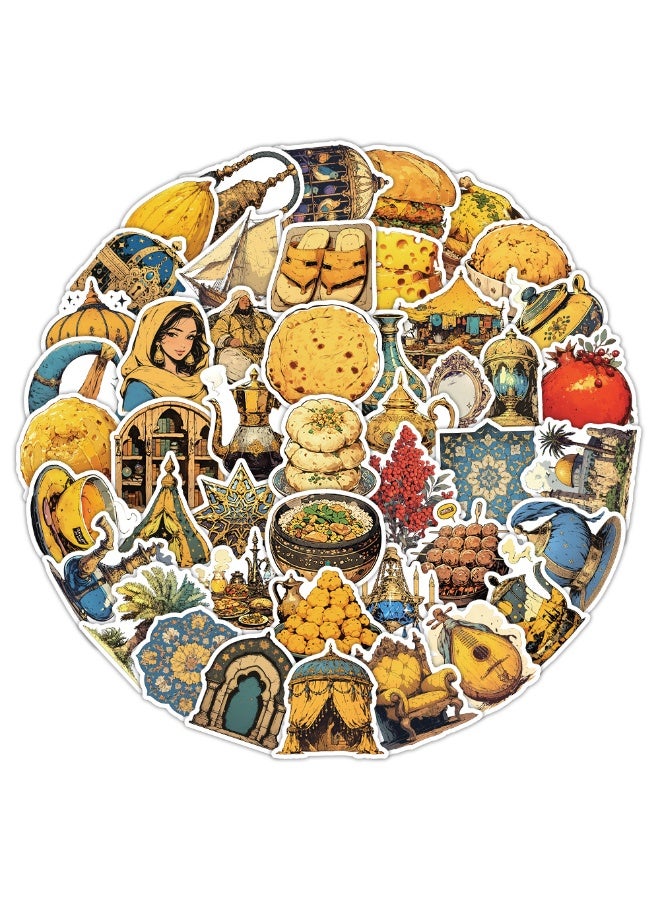 قوس قزح أورينبو 50 قطعة من ملصقات عناصر الشرق الأوسط العتيقة، ملصقات جرافيتي لأجهزة الكمبيوتر المحمول، سجل القصاصات، المجلات، ألواح التزلج، زجاجات المياه، الأمتعة، الهواتف، ملصقات الفينيل المقاومة للماء - Image 1