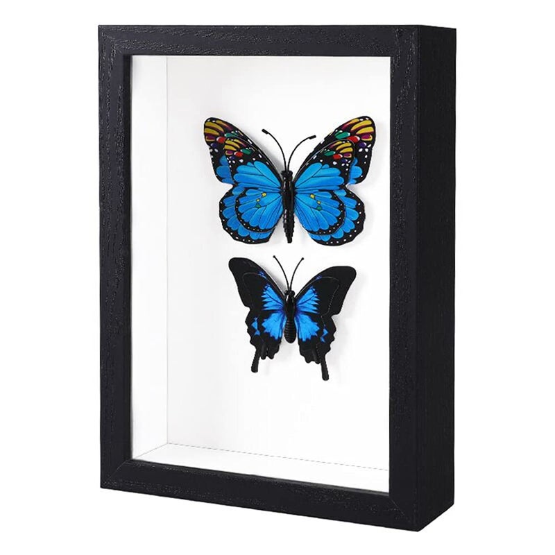 KAPIX KAPIX Shadow Box 5x7 Picture Frame with Real Glass Deep Wood Memory Box Display case for FlowersTicketMemorabiliaKeepsakeMedalArt and PhotosBlack 