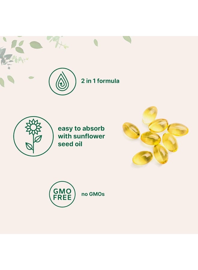 Micro Ingredients Vitamin d3+K2 5,000IU D3+100MCG K2-MK7 Made with Coconut oil 300 Softgels - Image 3