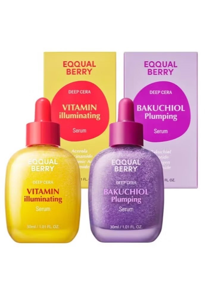 إيكوالبيري مجموعة إيكوالبيري الكاملة للتجديد والتفتيح - سيروم باكوتشيول 30 مل + سيروم فيتامين المضيء 30 مل