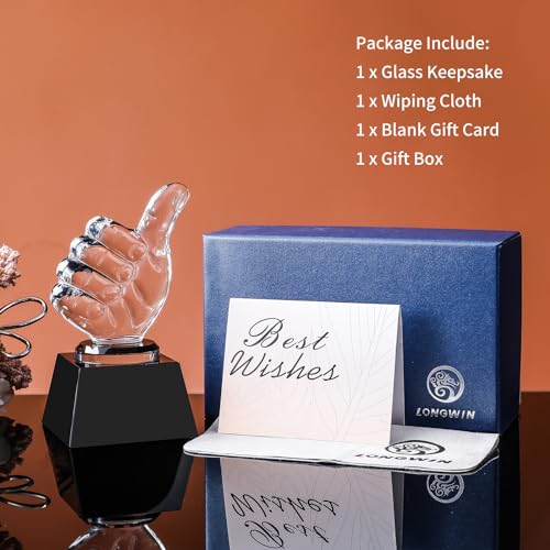 LONGWIN Crystal Thumbs Up Trophy Award, Blank Winner Trophy for Sports, Competition, Talent Show, Appreciate Gifts for Coworkers - Image 5