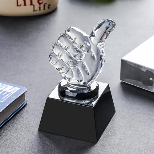LONGWIN Crystal Thumbs Up Trophy Award, Blank Winner Trophy for Sports, Competition, Talent Show, Appreciate Gifts for Coworkers - Image 4