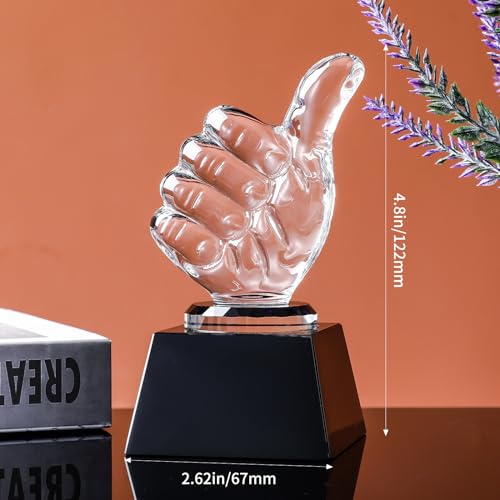 LONGWIN Crystal Thumbs Up Trophy Award, Blank Winner Trophy for Sports, Competition, Talent Show, Appreciate Gifts for Coworkers - Image 3