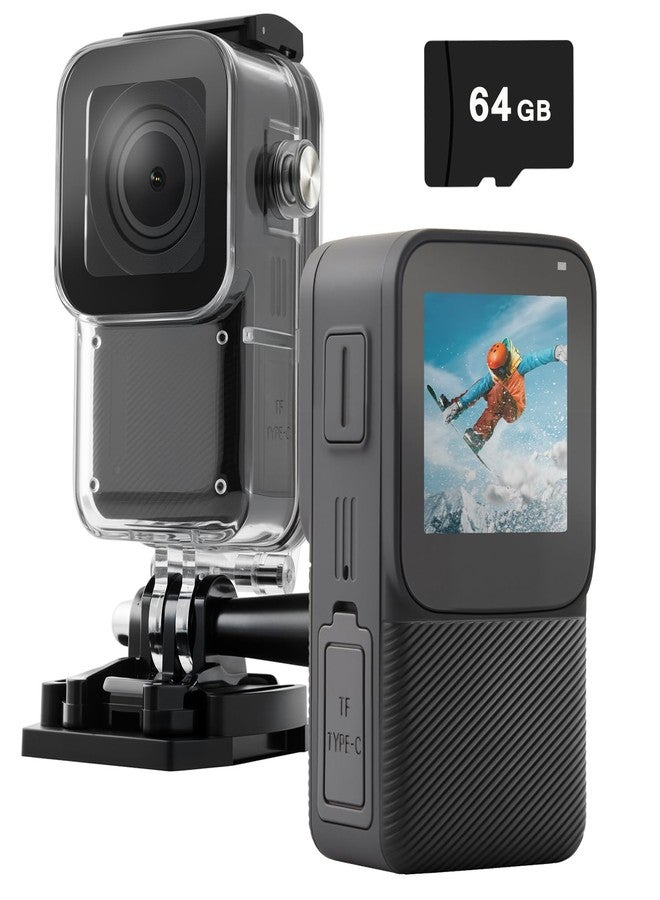 ZOMFOM Waterproof Action Camera 5K/30FPS, Tiny EIS Thumb Underwater Camera 100FT with 1.3 Inch Touch Screen, 64GB Card, Accessories Kits, Sports Cam for Vlogging, Diving, Bike, Travel, Hiking - Image 1