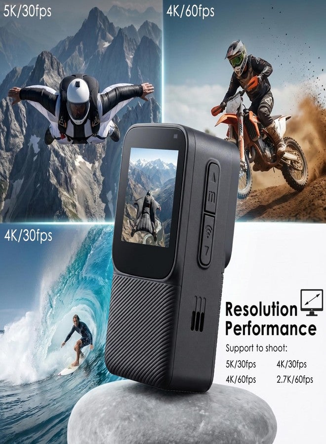 ZOMFOM Waterproof Action Camera 5K/30FPS, Tiny EIS Thumb Underwater Camera 100FT with 1.3 Inch Touch Screen, 64GB Card, Accessories Kits, Sports Cam for Vlogging, Diving, Bike, Travel, Hiking - Image 4