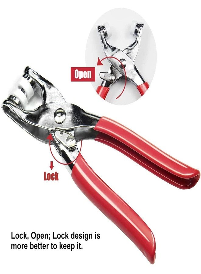 HETVIN Grommet Eyelet Setting Pliers Tool for Bag Shoes Leather Belt Cloth Easy Press Button Snap Fastener Plier Button Pincer Pile Clipper Setter Hand Tool with 100Pcs Silver Snaps & Rings - Image 2