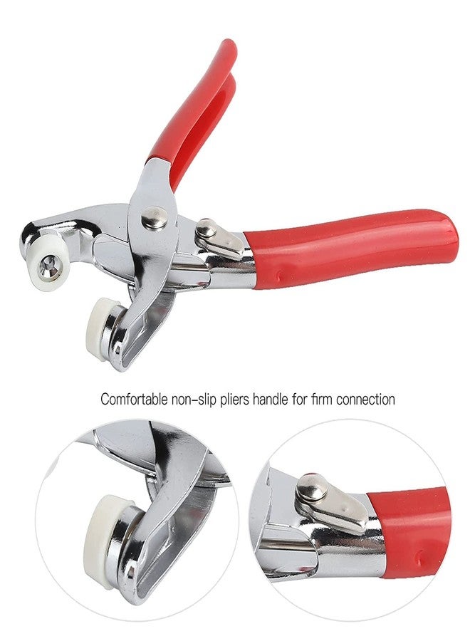 HETVIN Grommet Eyelet Setting Pliers Tool for Bag Shoes Leather Belt Cloth Easy Press Button Snap Fastener Plier Button Pincer Pile Clipper Setter Hand Tool with 100Pcs Silver Snaps & Rings - Image 5
