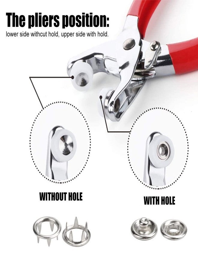 HETVIN Grommet Eyelet Setting Pliers Tool for Bag Shoes Leather Belt Cloth Easy Press Button Snap Fastener Plier Button Pincer Pile Clipper Setter Hand Tool with 100Pcs Silver Snaps & Rings - Image 3