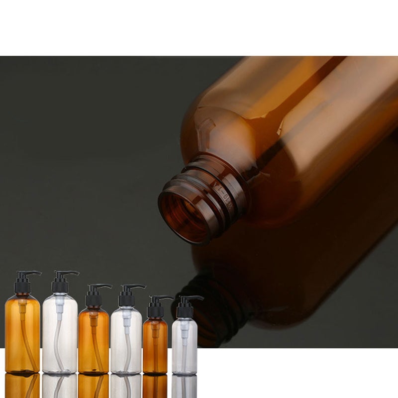 6 Pcs 100ml Simple Travel Pump-bottle PET Colored Cosmetic Storage Lotion Shampoo Dispensers for Outdoor Cosmetic Liquid(Transparent, Brown Tea Color) - Image 4